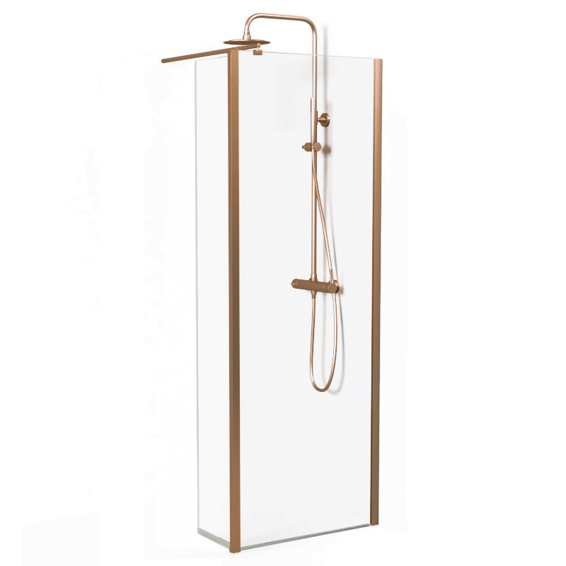 Paroi fixe 60 à 160 cm + volet 30 cm, profilé doré rose brossé, Altea