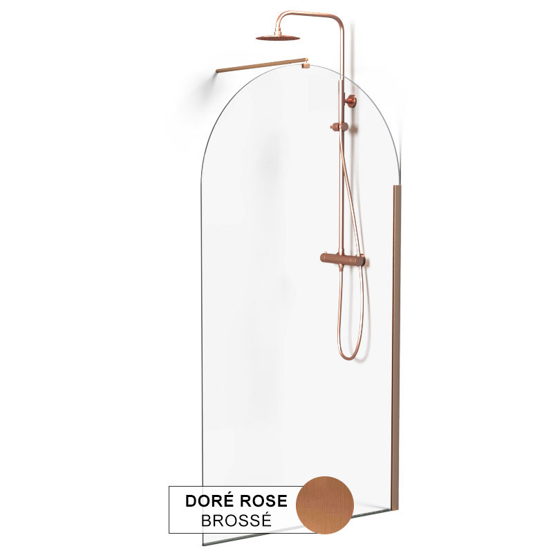 Paroi de douche arrondie, profilé doré rose brossé, Altea Round
