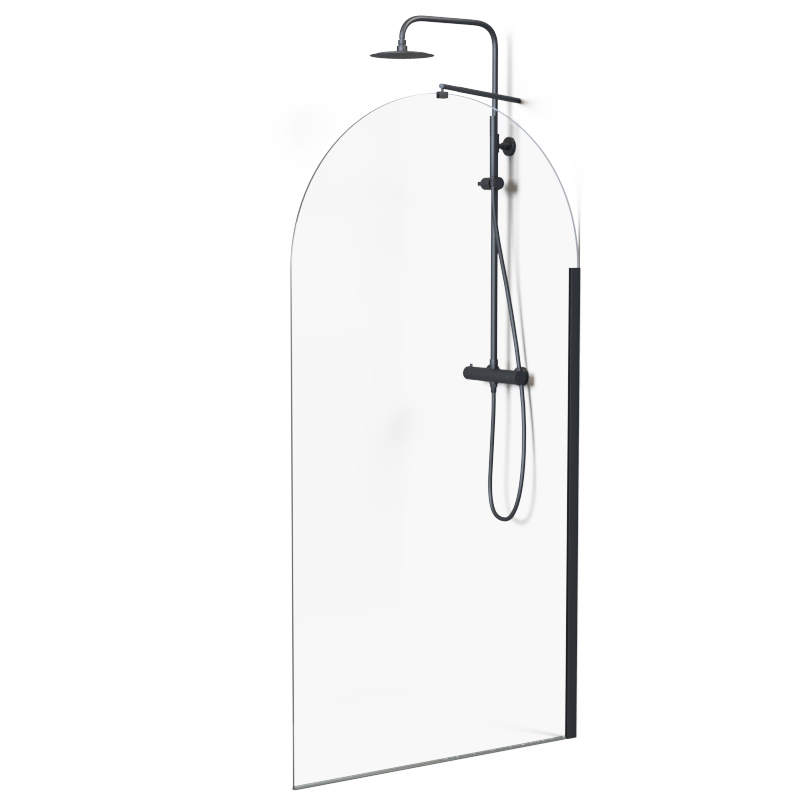 Paroi de douche arrondie 80 à 120 cm, fixe, profilé noir, Altea Round