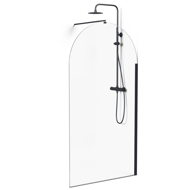 Paroi de douche arrondie 80 à 120 cm, fixe, profilé noir, Altea Round