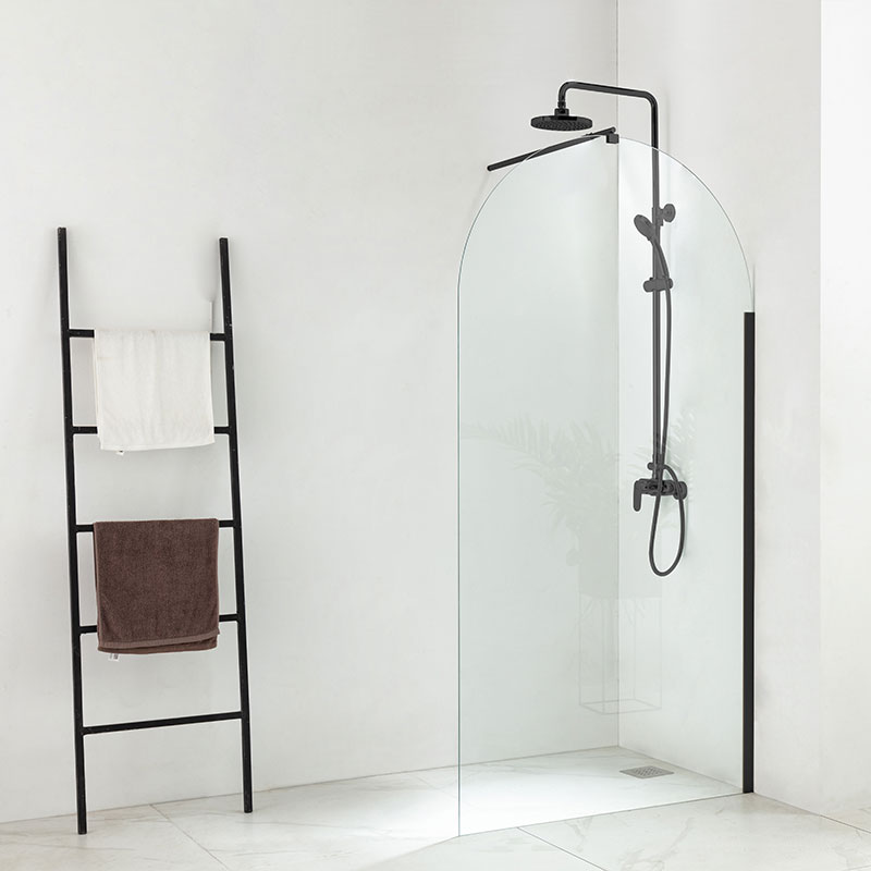 Paroi de douche arrondie 80 à 120 cm, fixe, profilé noir, Altea Round