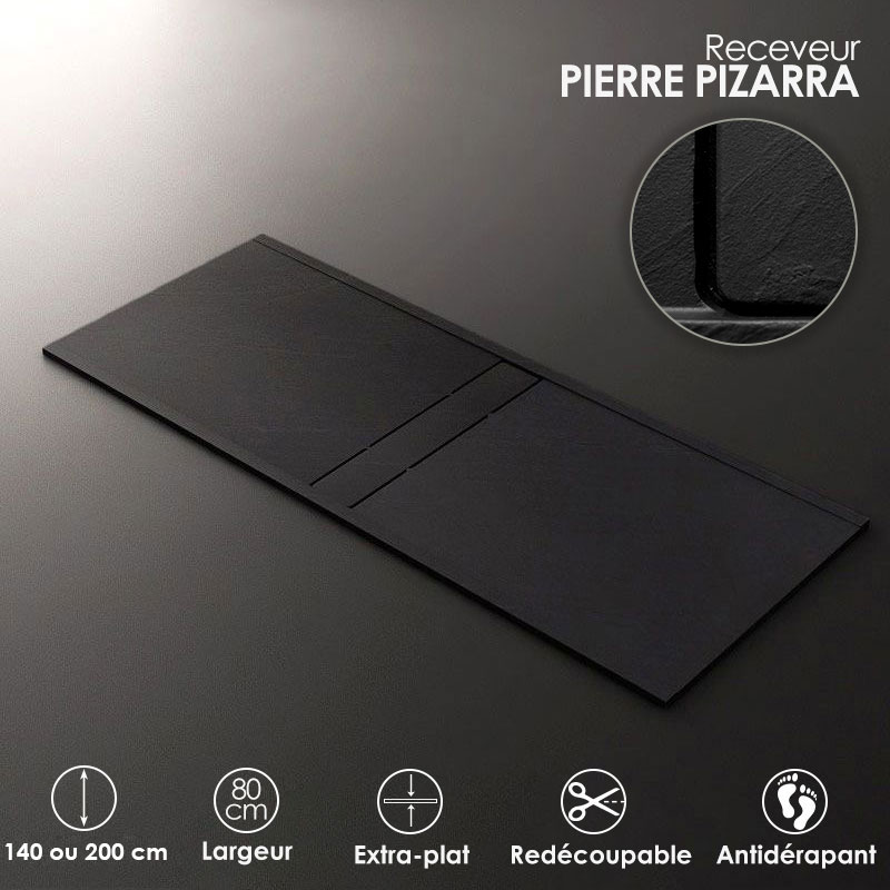 Receveur De Douche, pierre Pizarra, 80x140 ou 200 cm, Apolo central