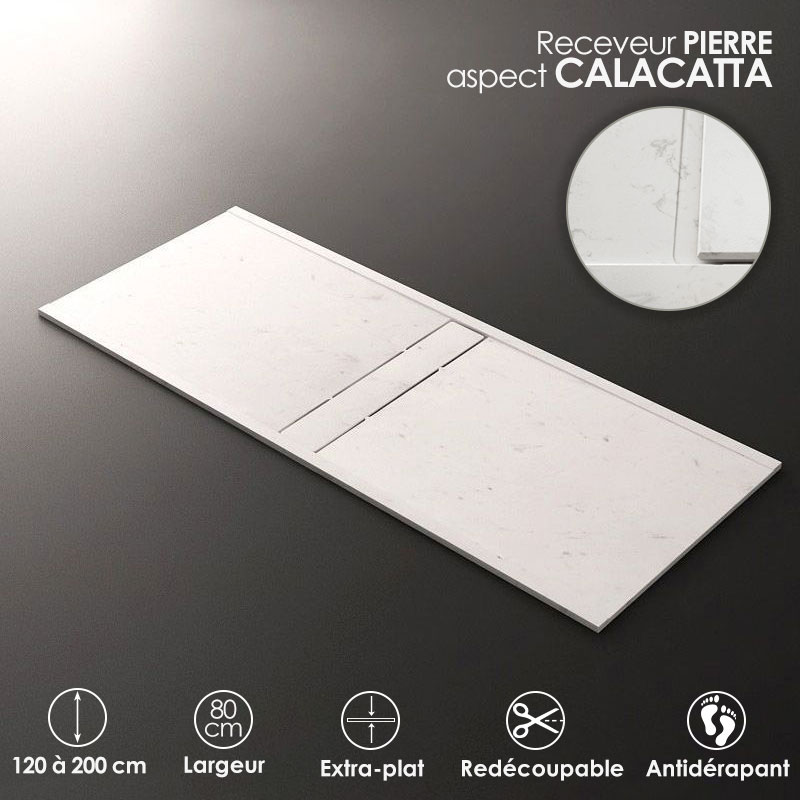 Receveur De Douche Calacata, 80x120, 140, 160 ou 200 cm, Apolo central