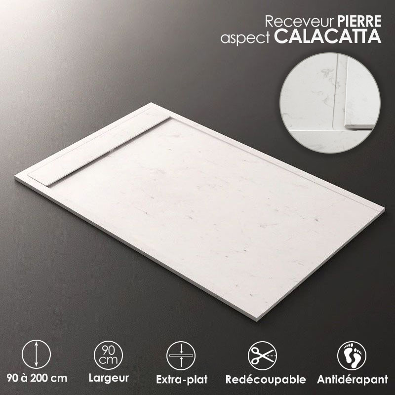 Receveur De Douche Calacata, 90x90, 140, 160 ou 200 cm, Apolo 