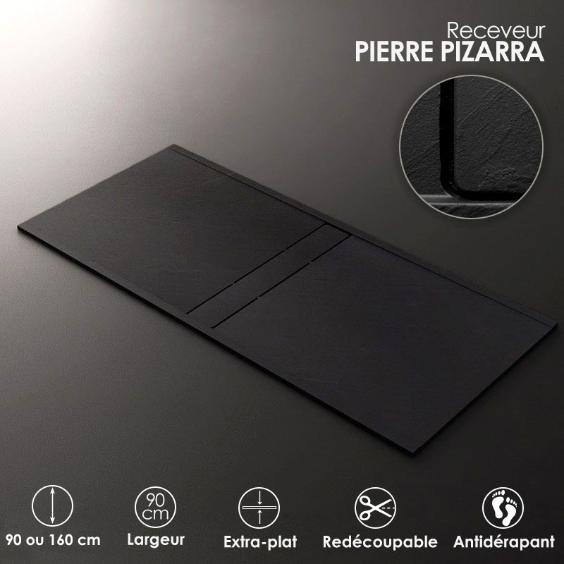 Receveur De Douche, pierre Pizarra, 90x90 ou 160x90 cm, Apolo central