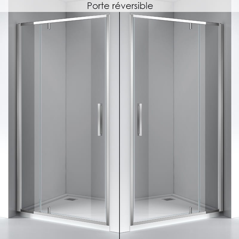 Porte de douche pivotante + fixe, Sur mesure de 93 à 165,4 cm, Chrome, Arena