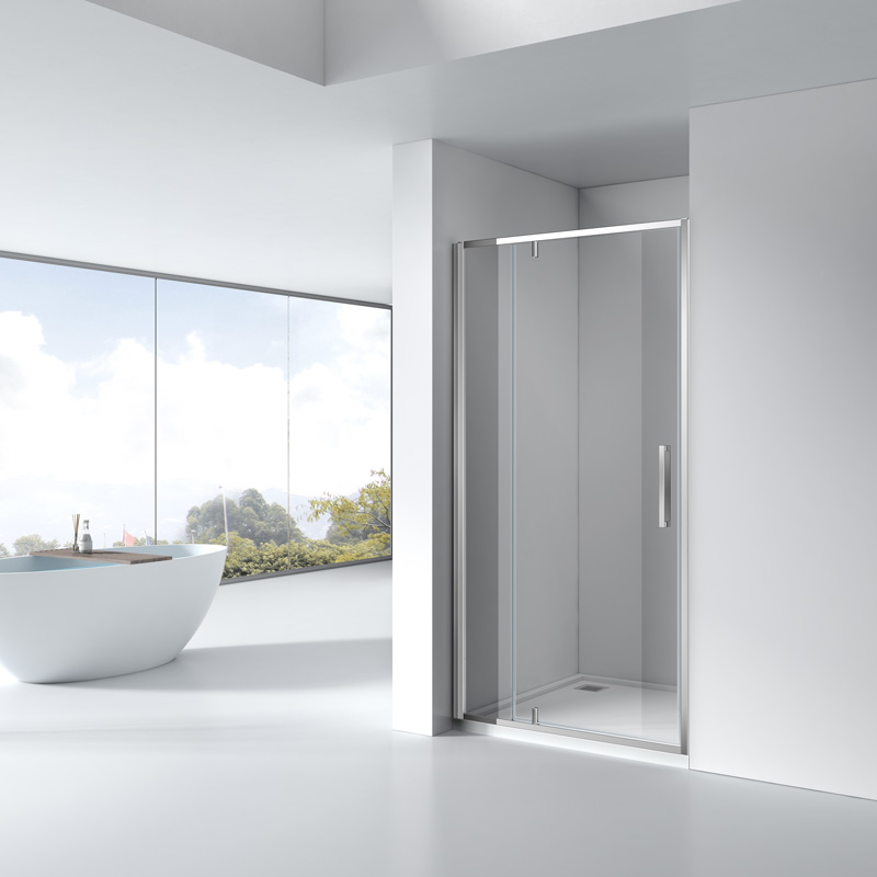 Porte de douche pivotante + fixe, Sur mesure de 93 à 165,4 cm, Chrome, Arena