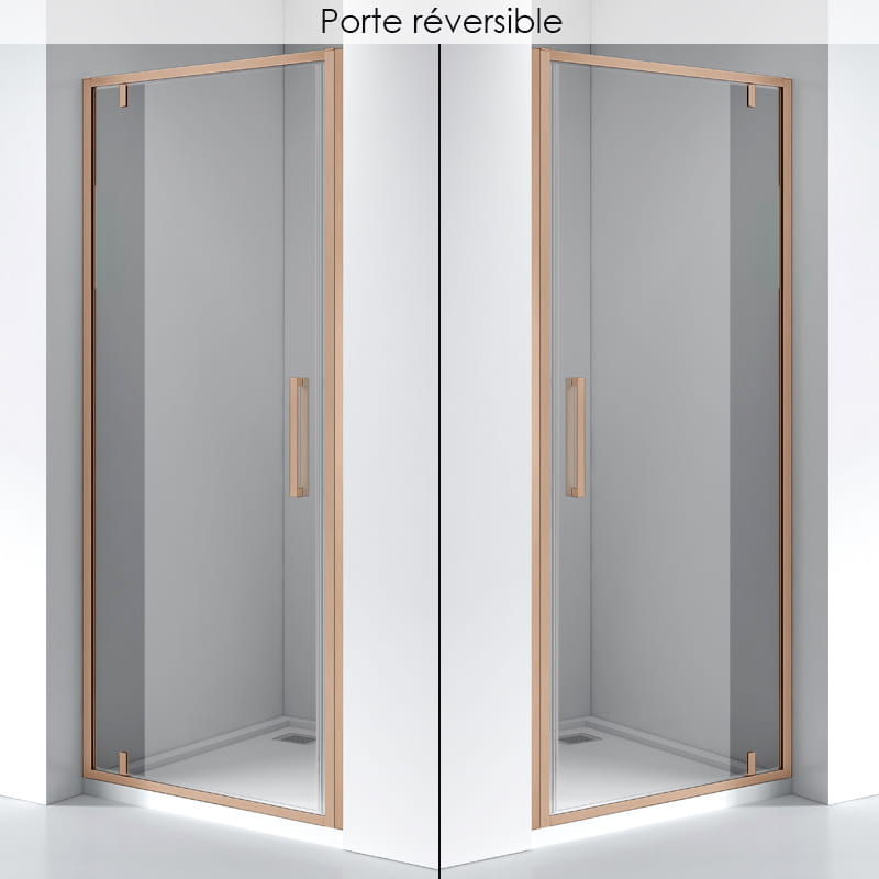 Porte de douche pivotante, Sur mesure de 58 à 95,4 cm, Doré Rose Brossé, Arena