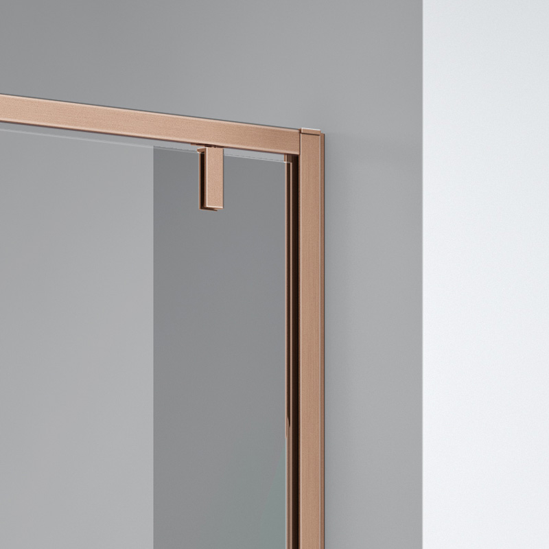Porte de douche pivotante, Sur mesure de 58 à 95,4 cm, Doré Rose Brossé, Arena