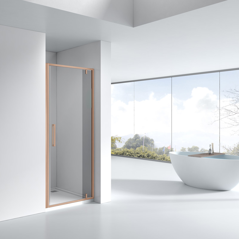 Porte de douche pivotante, Sur mesure de 58 à 95,4 cm, Doré Rose Brossé, Arena