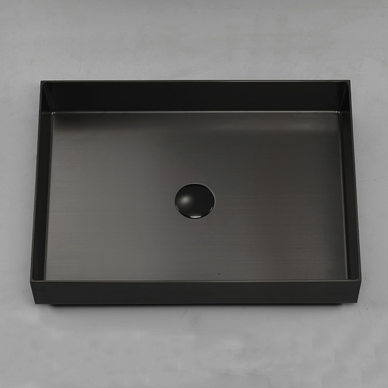 Vasque à poser 50x38 cm, rectangle en inox, gun black, Art