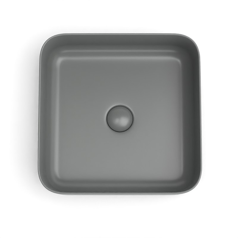 Vasque à poser, 38.5x38.5 cm, Gris ciment mat, Art