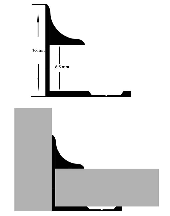 Profilé angle rentrant Aluminium gris, B’Organic®