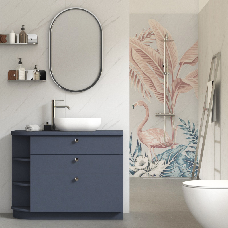 Revêtement mural 60x240 cm, marbre blanc mat, B'Wall ®esin-Wood