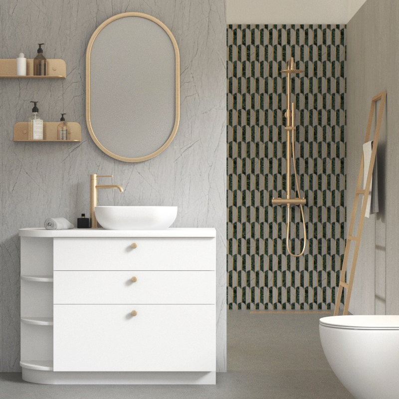 Revêtement mural 60x240 cm, marbre gris, B'Wall ®esin-Wood
