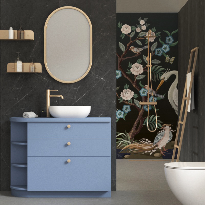 Revêtement mural 60x240 cm, marbre gris foncé, B'Wall ®esin-Wood
