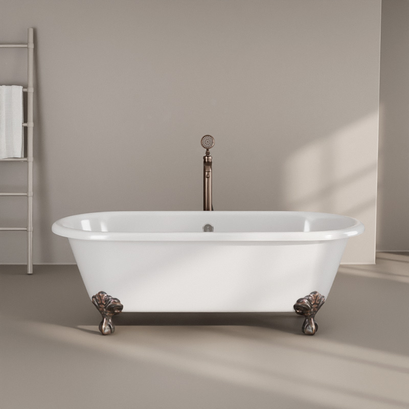 Baignoire îlot rétro en fonte blanche, 170x77 cm, London