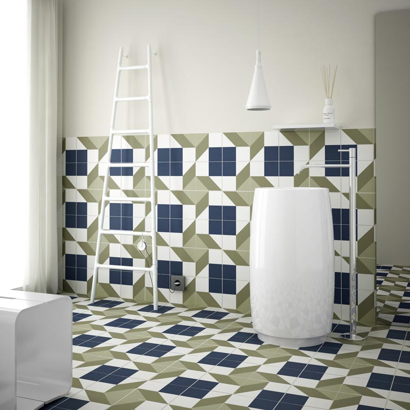Carrelage mur et sol 20x20 cm esprit carreau de ciment, Karo Warm