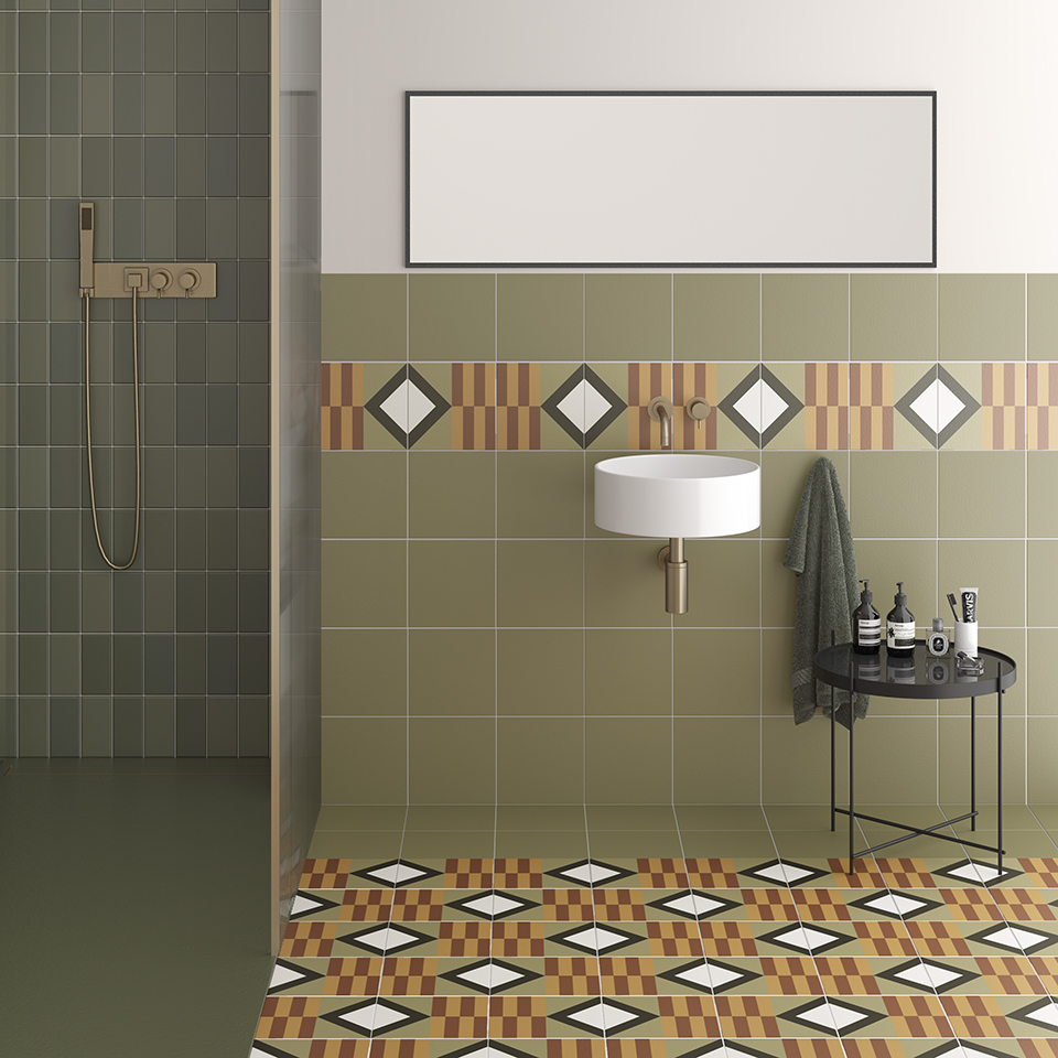 Carrelage mur et sol 20x20 cm esprit carreau de ciment, Mark Warm