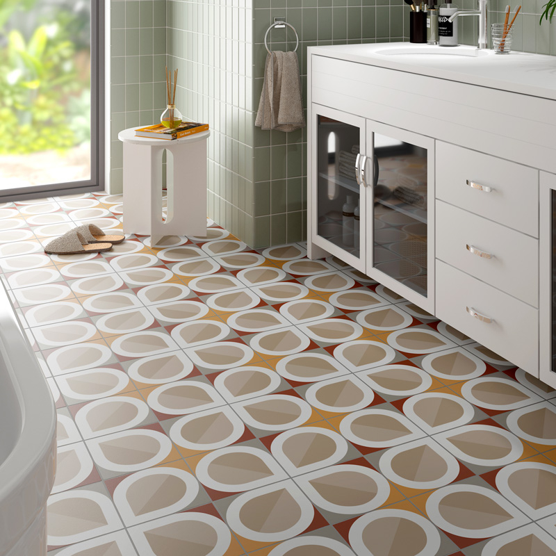 Carrelage mur et sol 20x20 cm esprit carreau de ciment, Blatt Warm