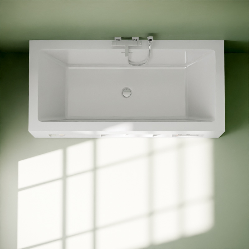 Baignoire îlot rectangulaire avec 3 niches, 150 ou 170 cm, Bibilo