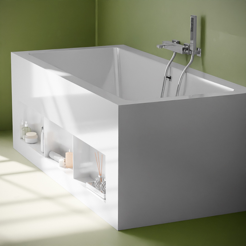 Baignoire îlot rectangulaire avec 3 niches, 150 ou 170 cm, Bibilo