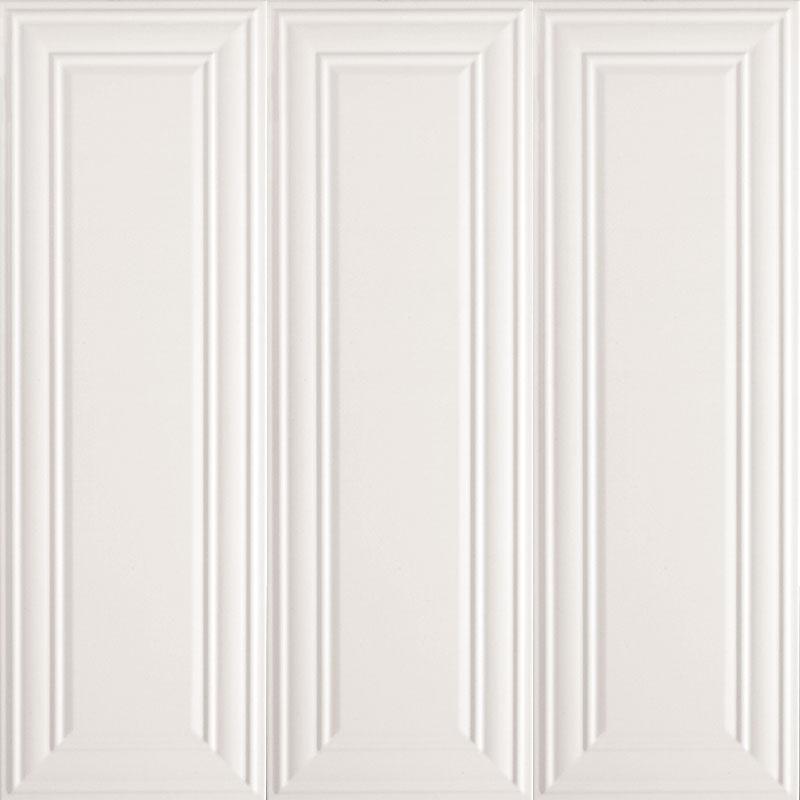 Carrelage mur moulures aspect boiserie, 30x90 cm, Blanc Mat 