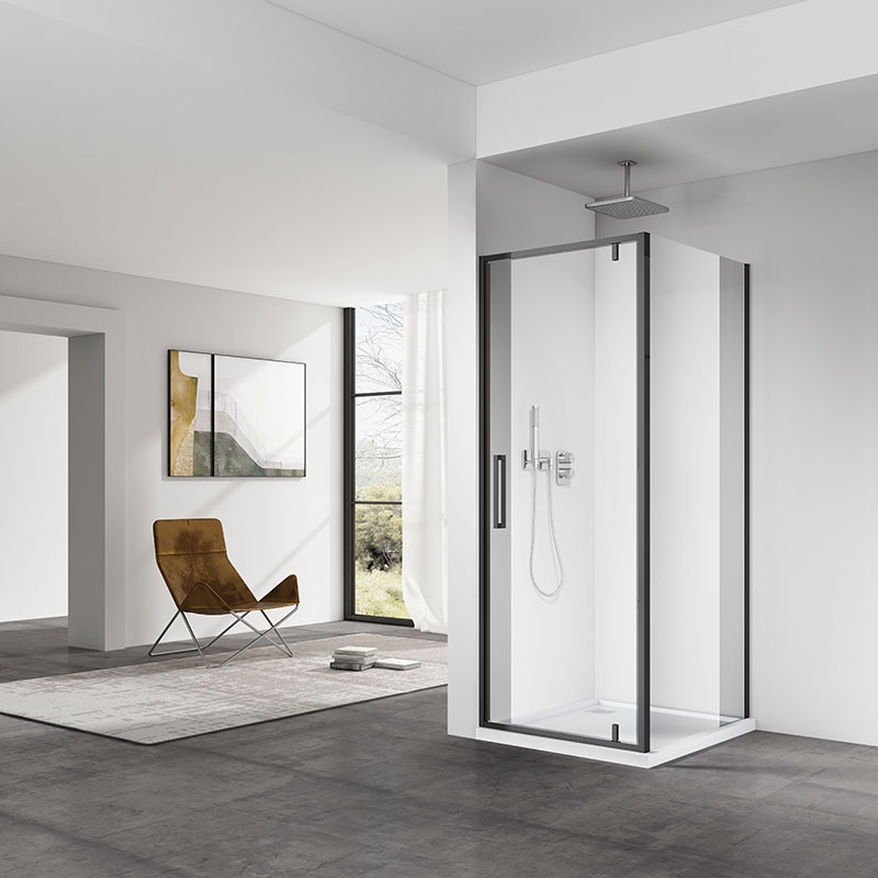 Cabine de douche pivotante 80, 90, x 80, 90, noir mat, Arena