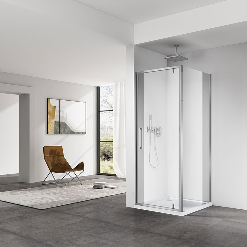 Cabine de douche pivotante 90x90 cm, chromé, Arena