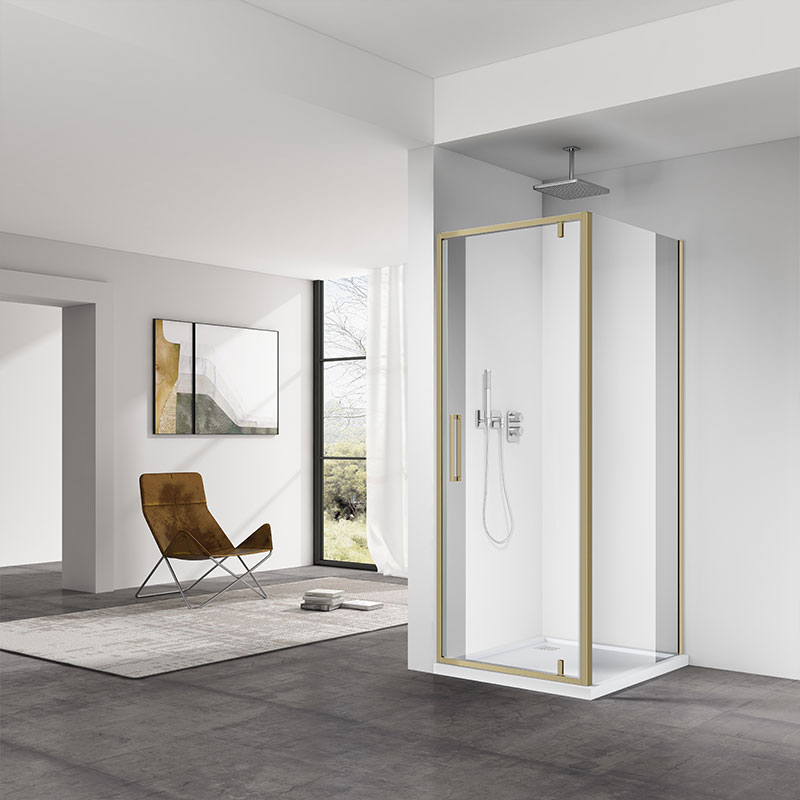 Cabine de douche pivotante 80, 90x 80, 90 , doré brossé, Arena