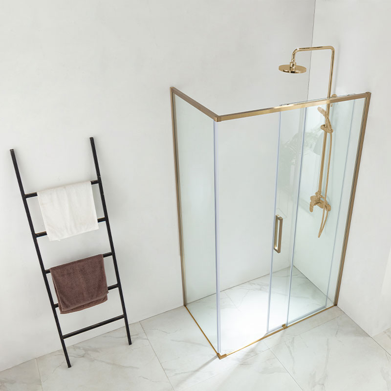 Cabine de douche coulissante 70 x 100,120 ou 140cm, doré brossé, Arena