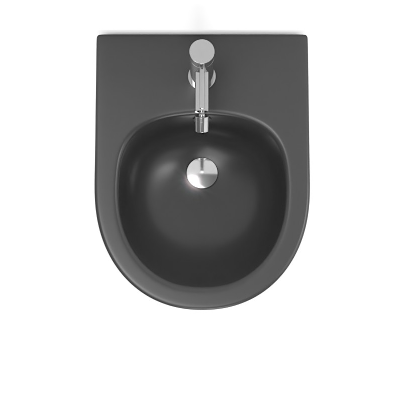 Bidet Suspendu, 48x37, Gris foncé mat, Celia