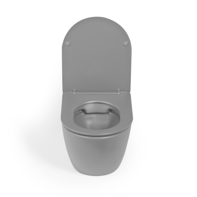 WC Suspendu compact, 49x37 cm, Gris ciment mat, Celia