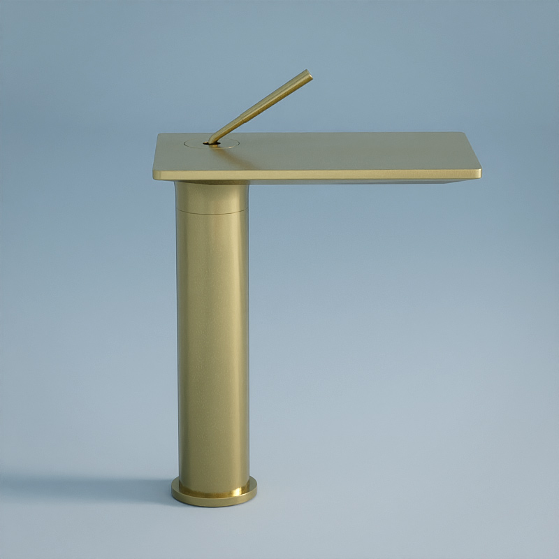 Robinet Mitigeur Lavabo Haut, Doré brossé, Cascade