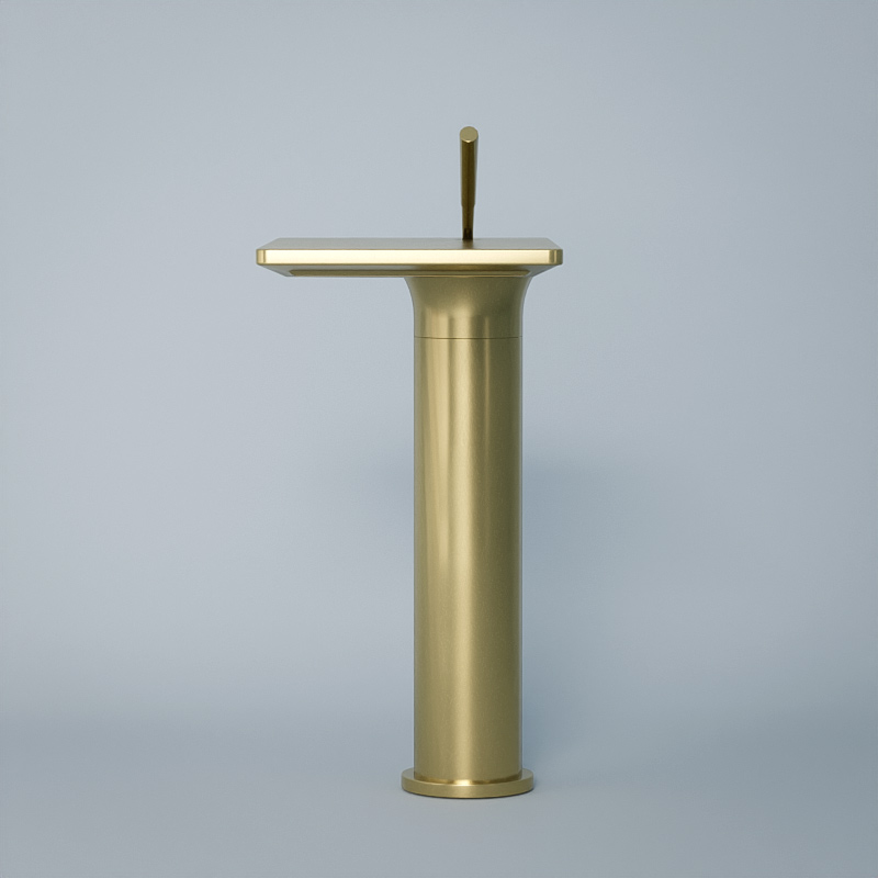 Robinet Mitigeur Lavabo Haut, Doré brossé, Cascade
