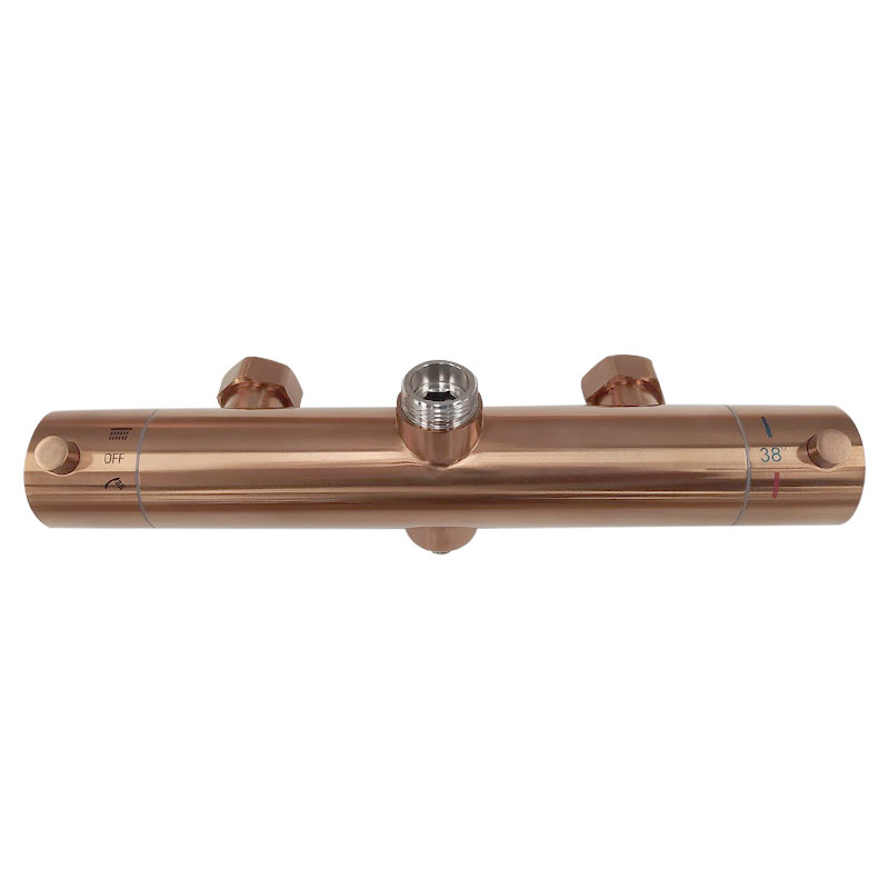 Colonne de douche avec mitigeur thermostatique, Ø25cm, doré rose brossé, Châtelet