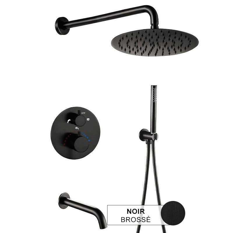 Composition bain douche thermostatique encastrée noir brossé, Châtelet