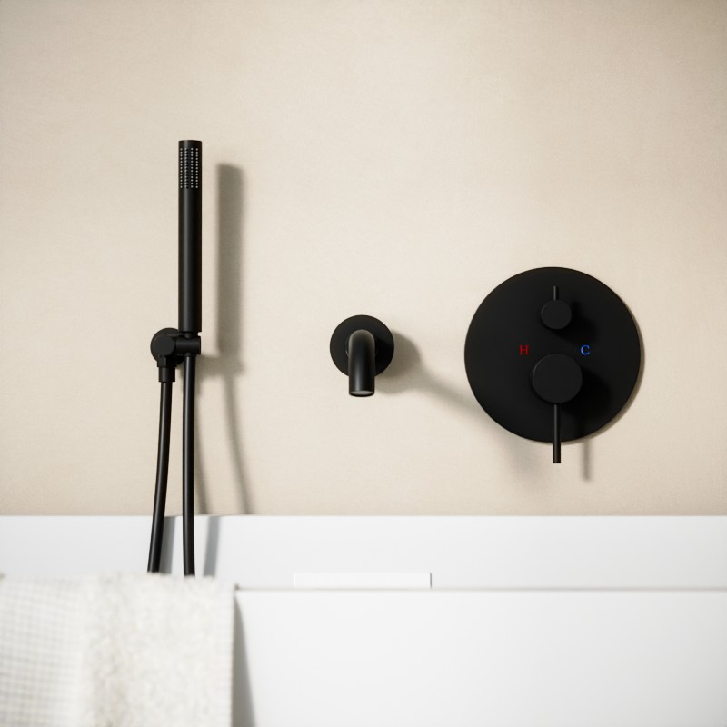 Pack mitigeur bain-douche à encastrer, noir brossé, 2 sorties, Châtelet