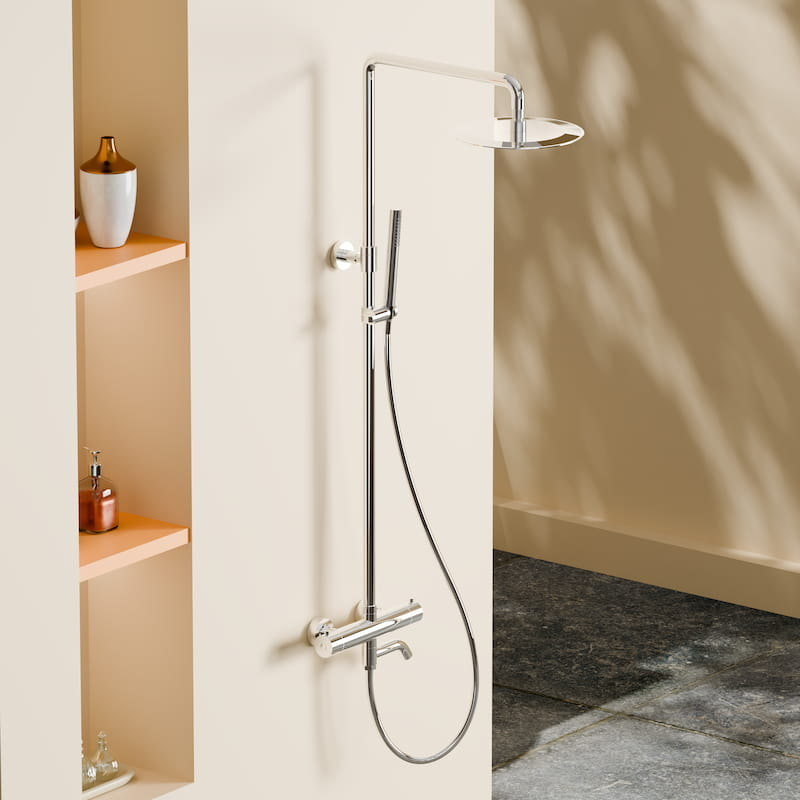 Colonne bain-douche avec mitigeur thermostatique, Ø25cm, chrome, Châtelet III