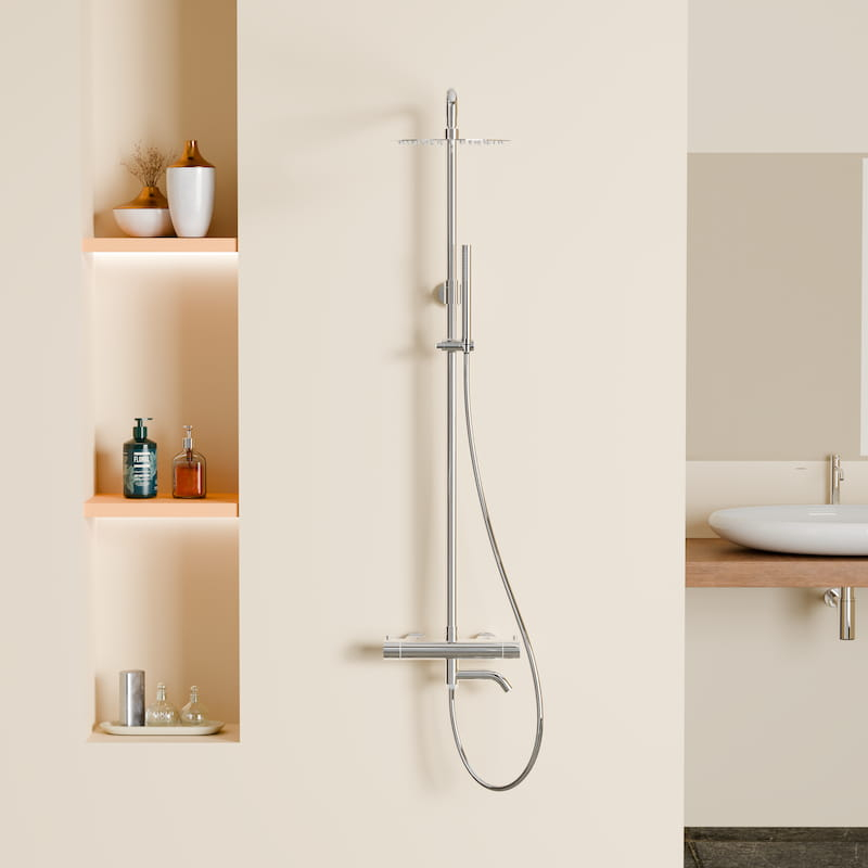 Colonne bain-douche avec mitigeur thermostatique, Ø25cm, chrome, Châtelet III