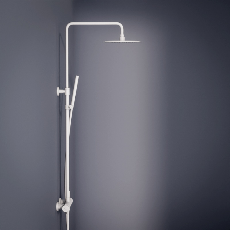 Colonne de douche avec mitigeur mécanique, Ø25cm, blanc mat, Châtelet III