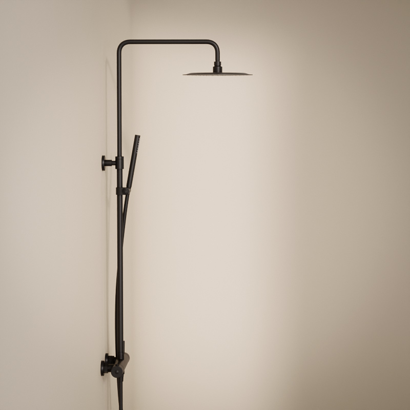 Colonne de douche avec mitigeur mécanique Ø25cm, noir brossé, Châtelet III