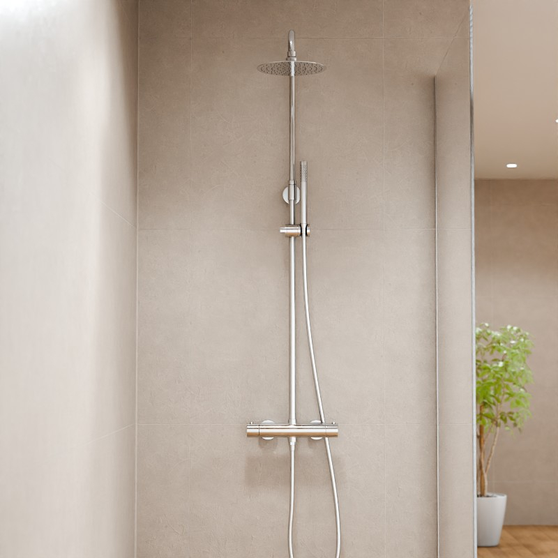 Colonne de douche avec mitigeur thermostatique, Ø20cm, Châtelet III, chrome