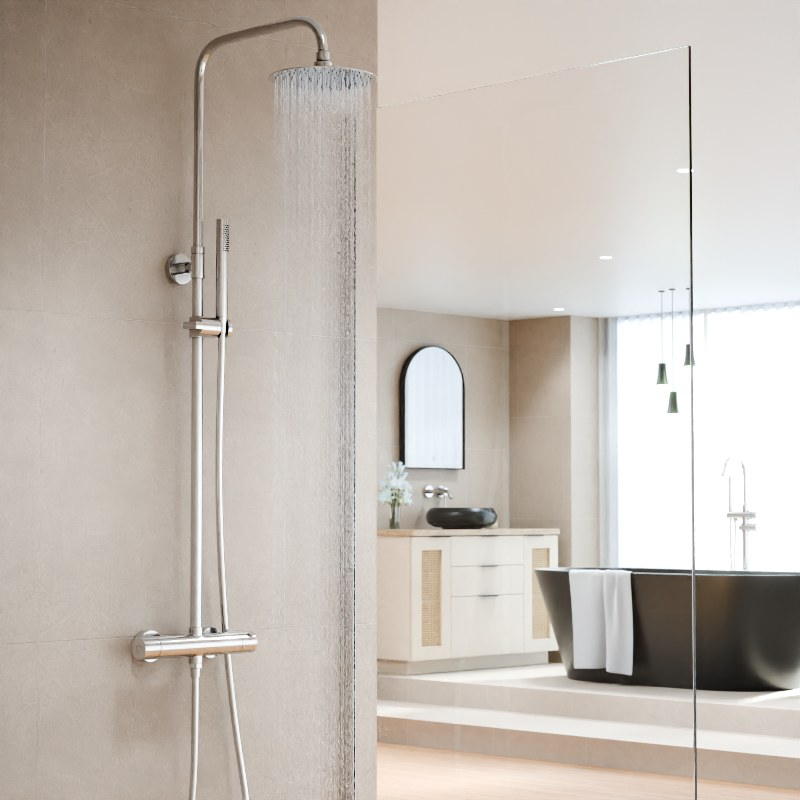 Colonne de douche avec mitigeur thermostatique, Ø20cm, Châtelet III, chrome