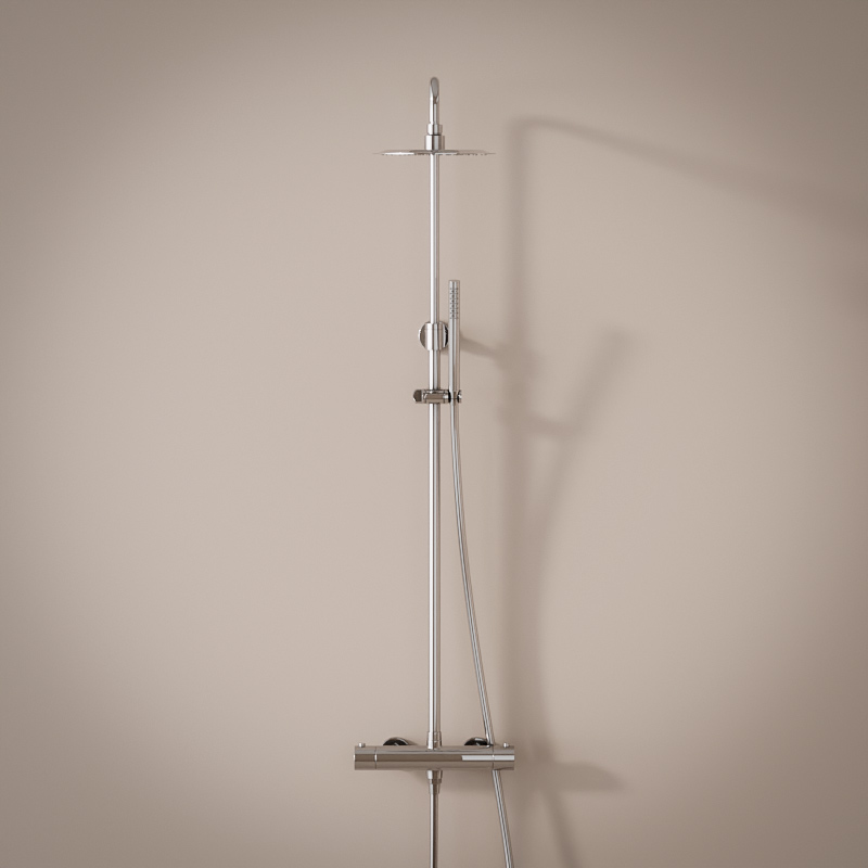 Colonne de douche avec mitigeur thermostatique, Ø20cm, Châtelet III, chrome