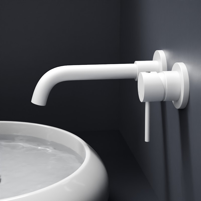 Robinet mitigeur lavabo encastré en inox blanc mat, Châtelet III