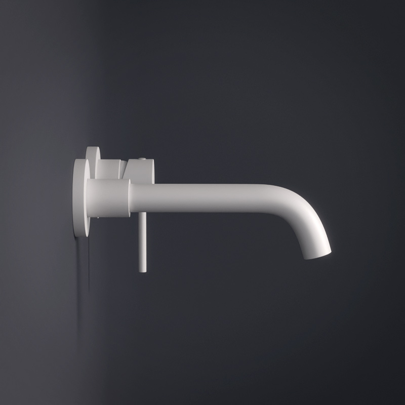 Robinet mitigeur lavabo encastré en inox blanc mat, Châtelet III