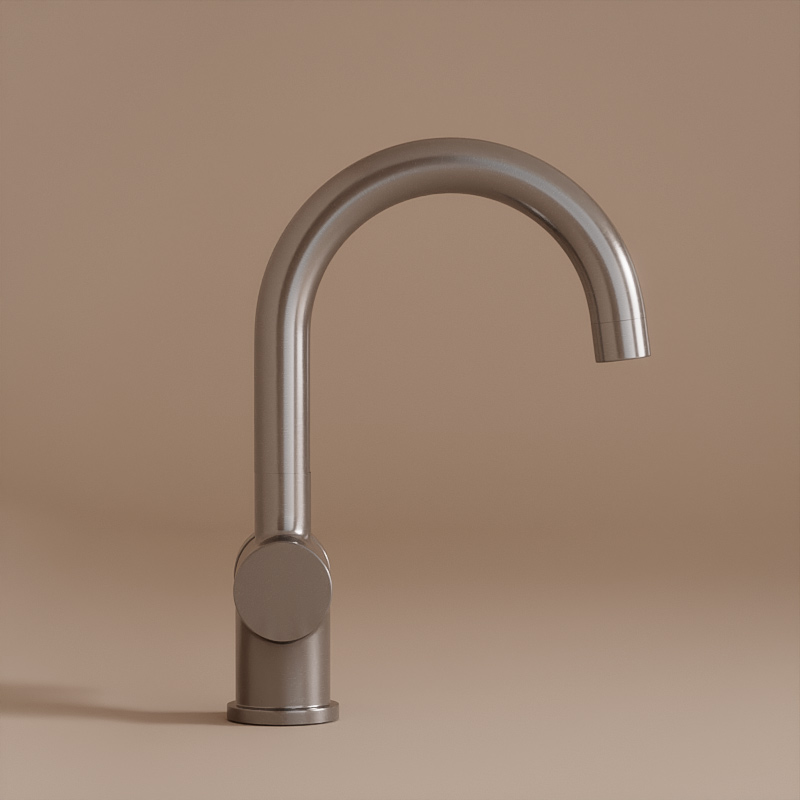 Robinet mitigeur lavabo col de cygne inox brossé, Châtelet