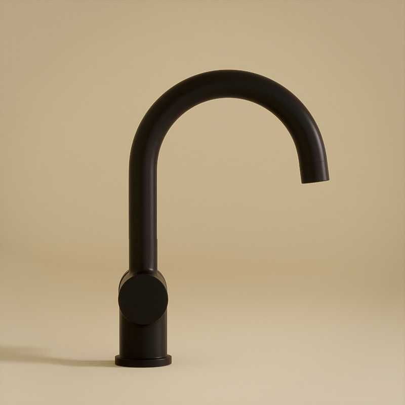 Robinet mitigeur lavabo col de cygne noir brossé, Châtelet
