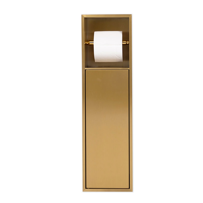Niche murale porte-rouleau + porte-balayette, 60x17 cm, doré brossé, Châtelet